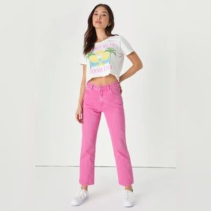 ROLLA’S Original Straight High Rise Denim Aussie Barbie Hot Pink Jeans